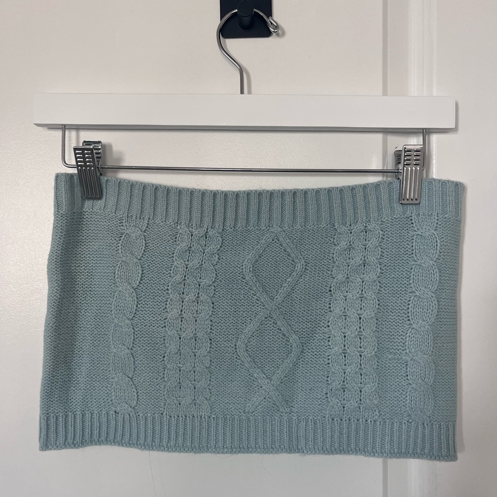 Blue Cable Knit Tube Top